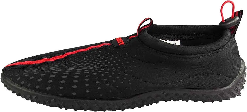 Norty MEN'S 8-13 WATER SHOE BLACK RED STRIPE