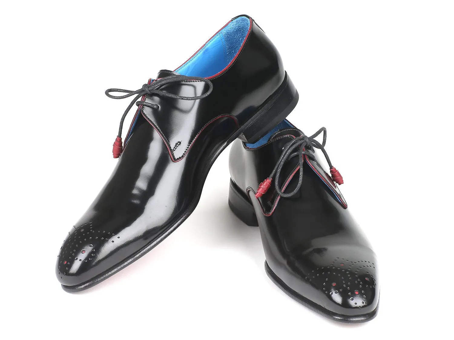 Paul Parkman, Medallion Toe, Black Derby Shoes