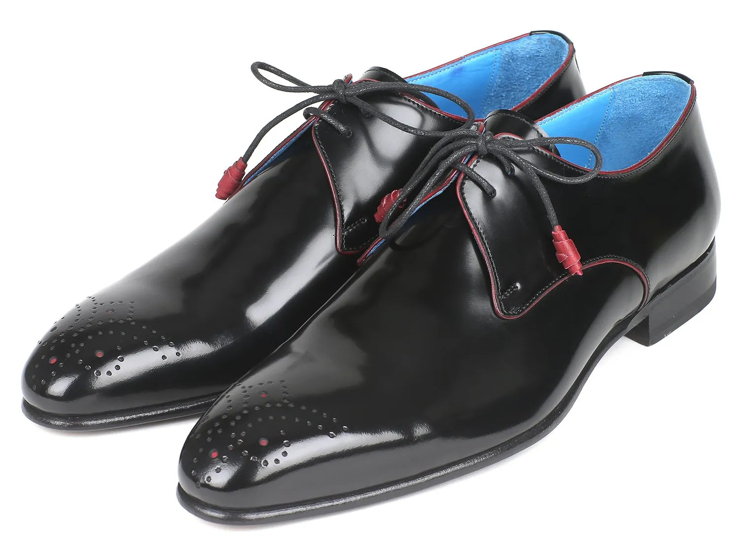 Paul Parkman, Medallion Toe, Black Derby Shoes