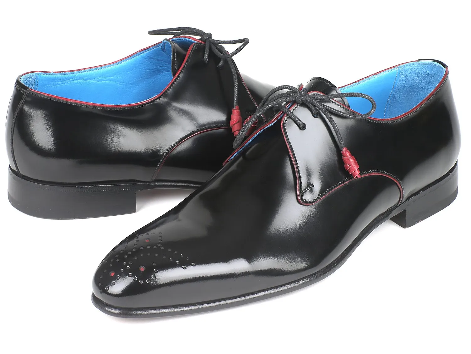 Paul Parkman, Medallion Toe, Black Derby Shoes
