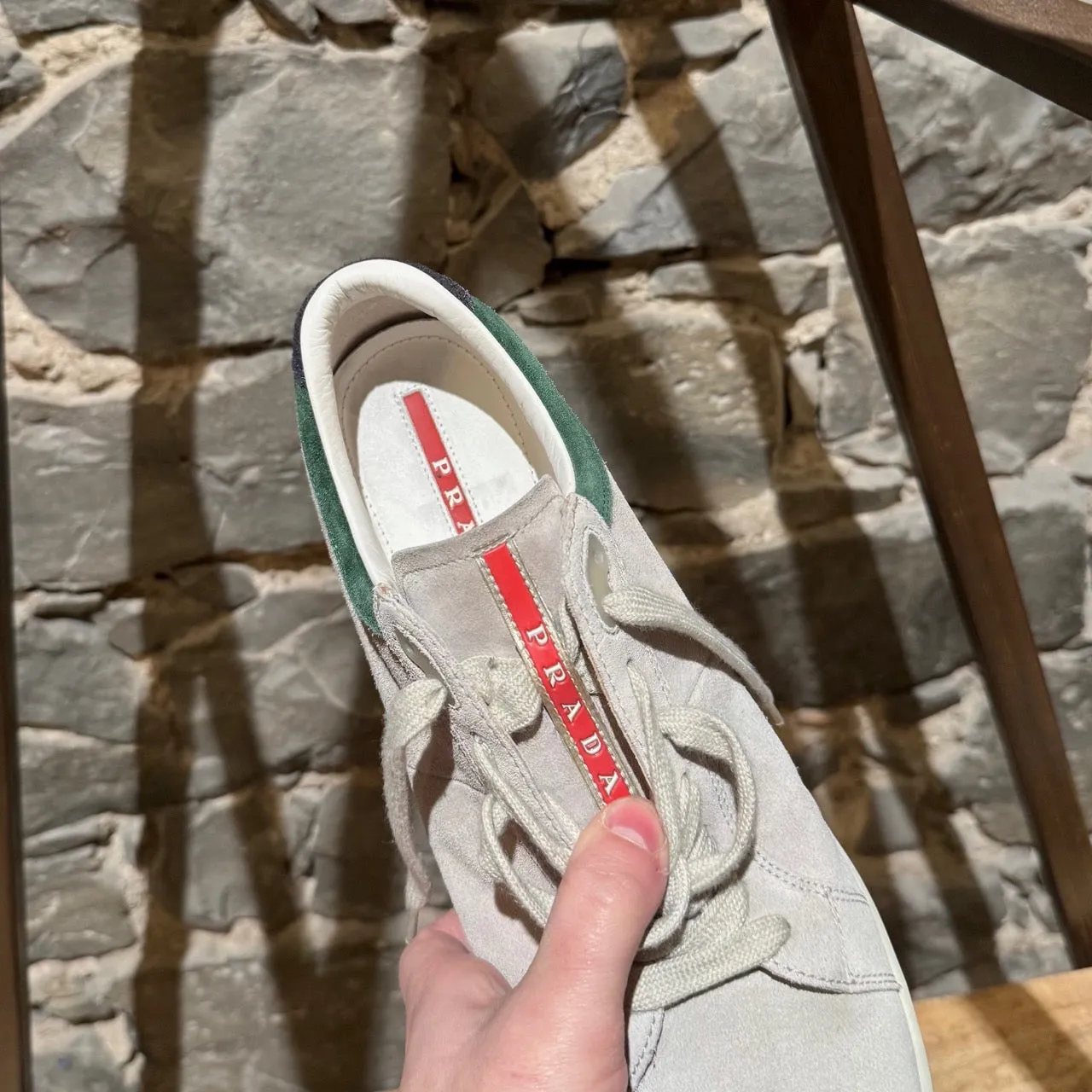Prada Linea Rossa Light Grey Tricolor Low-Top Sneakers