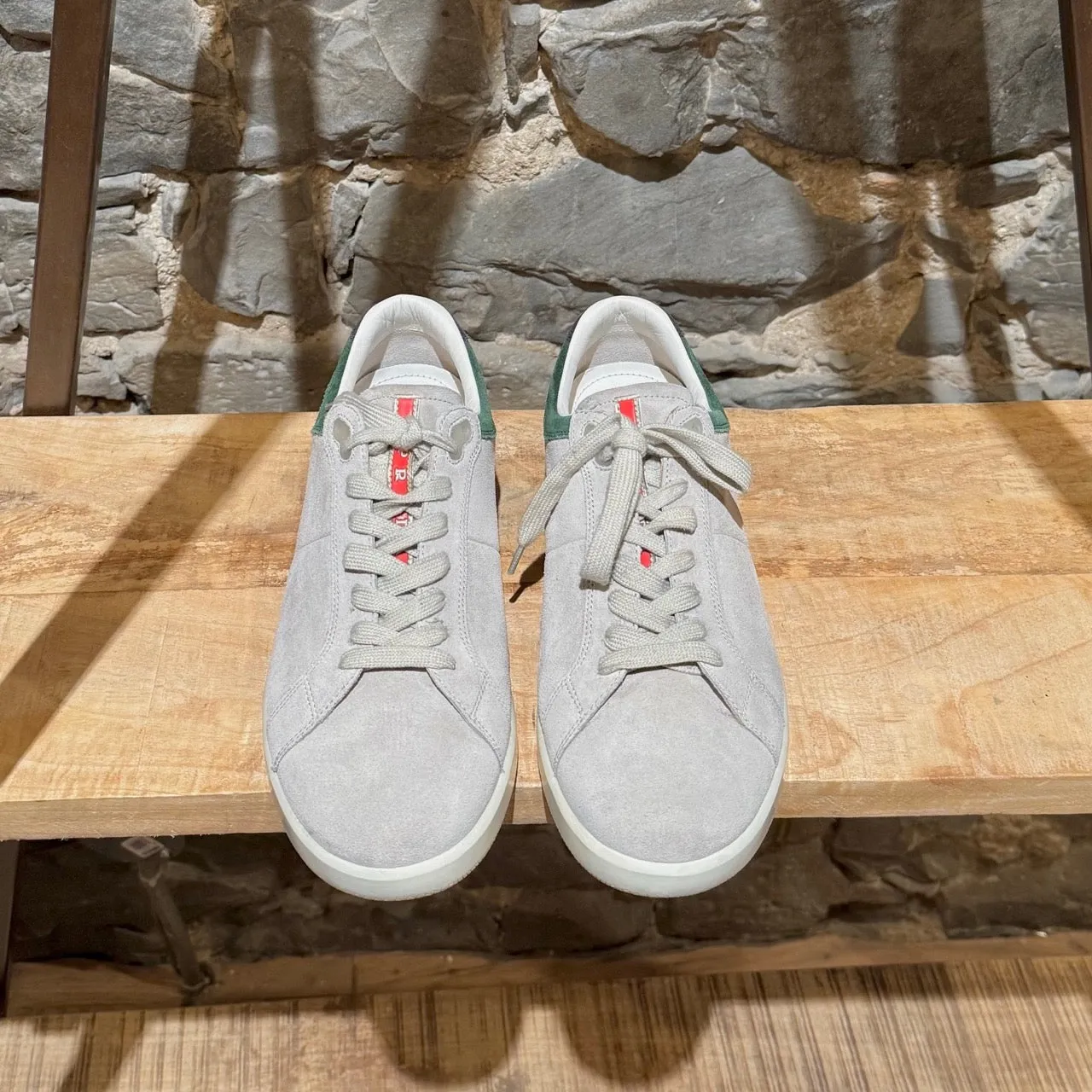 Prada Linea Rossa Light Grey Tricolor Low-Top Sneakers