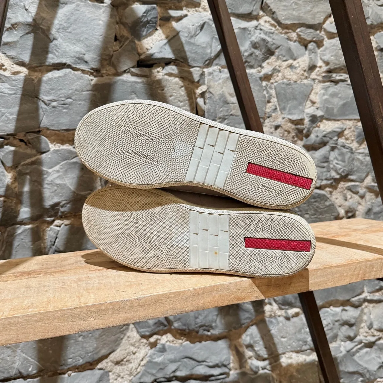Prada Linea Rossa Light Grey Tricolor Low-Top Sneakers