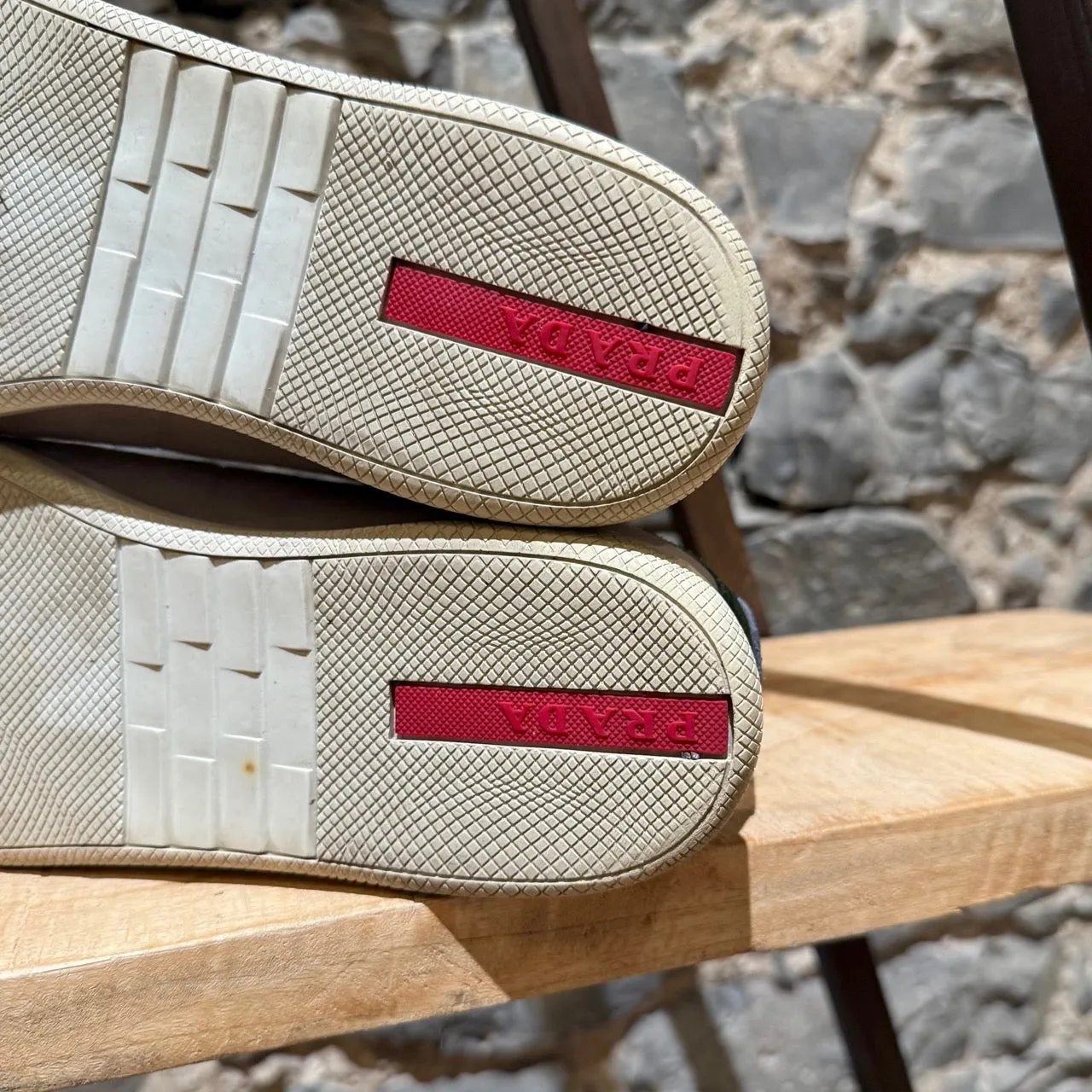 Prada Linea Rossa Light Grey Tricolor Low-Top Sneakers