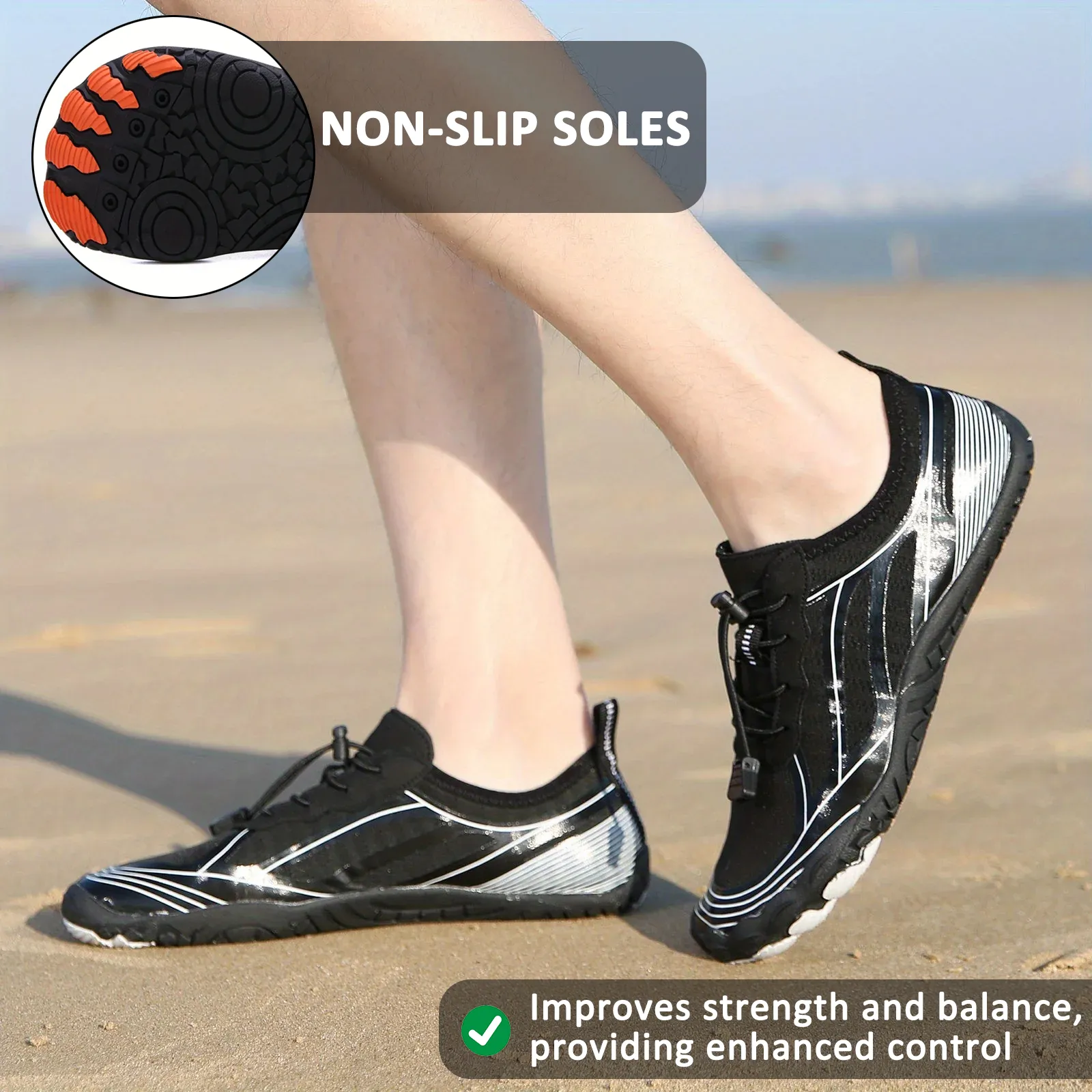 Quick-drying Barefoot Shoes Lightweight Adjustable Velcro Closure Hiking, Fitness, Swimming Water Shoes (Unisex)