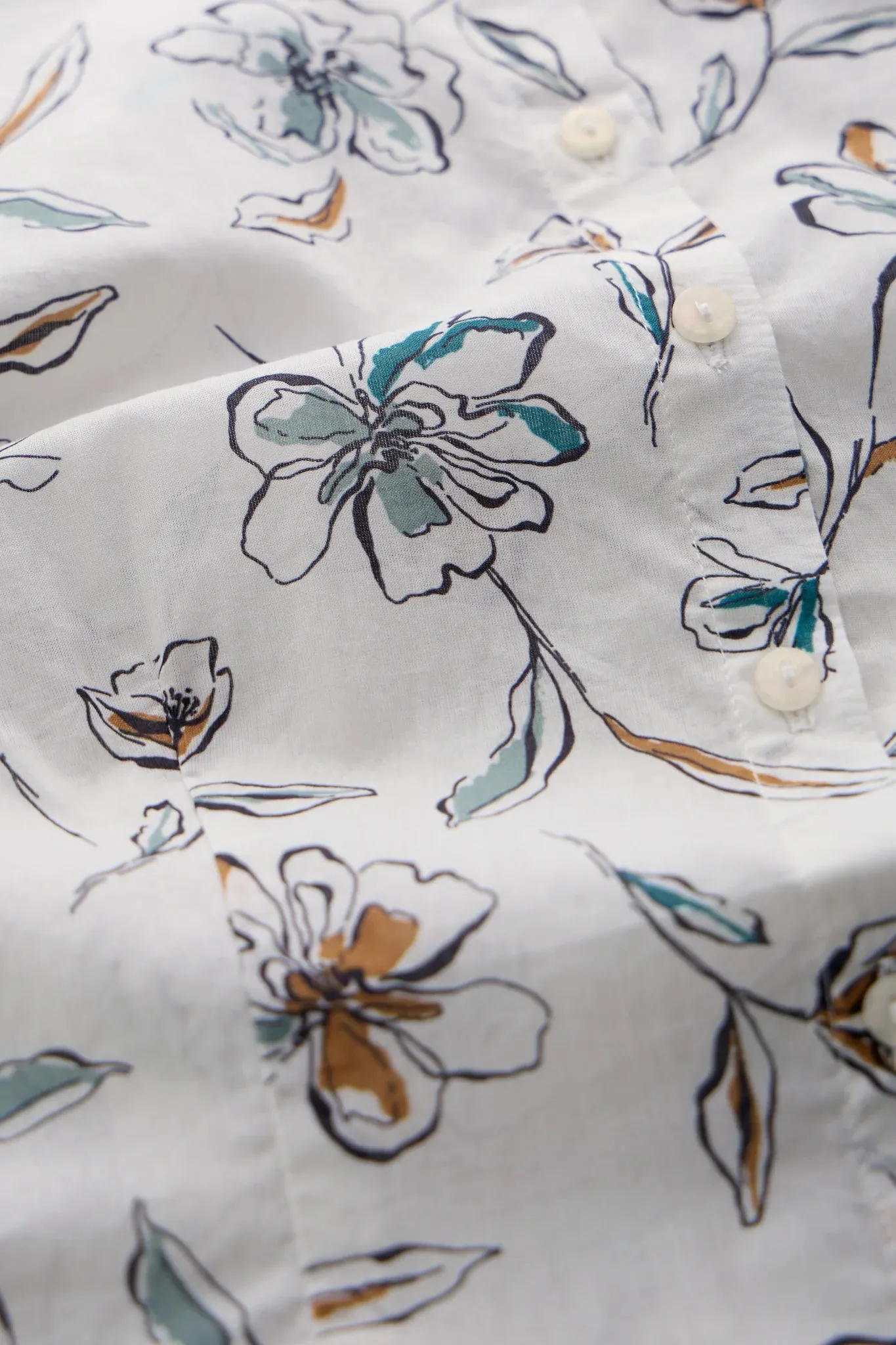Seasalt of Cornwall Rushmaker Shirt - Linework Floral Chalk