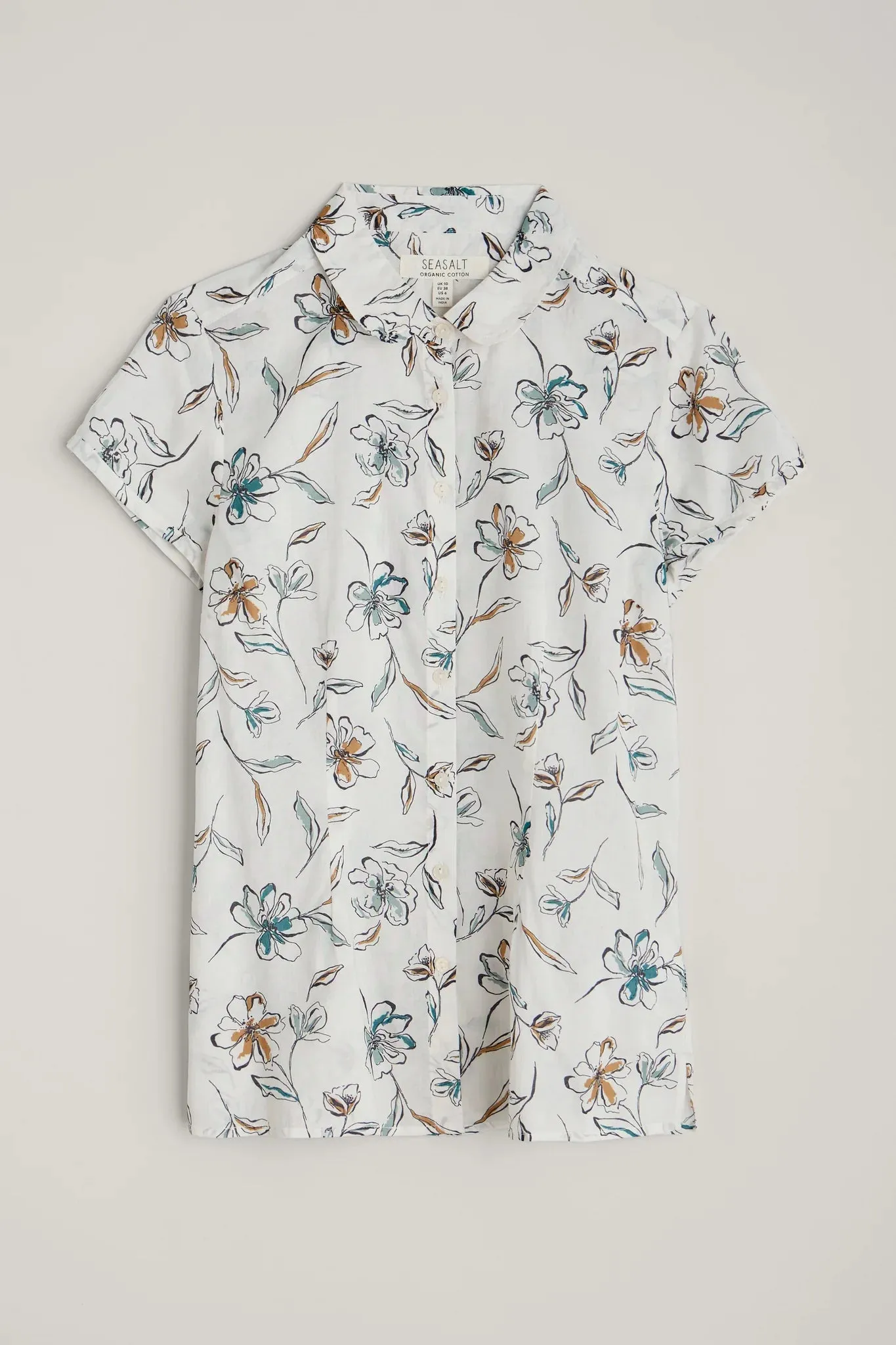 Seasalt of Cornwall Rushmaker Shirt - Linework Floral Chalk