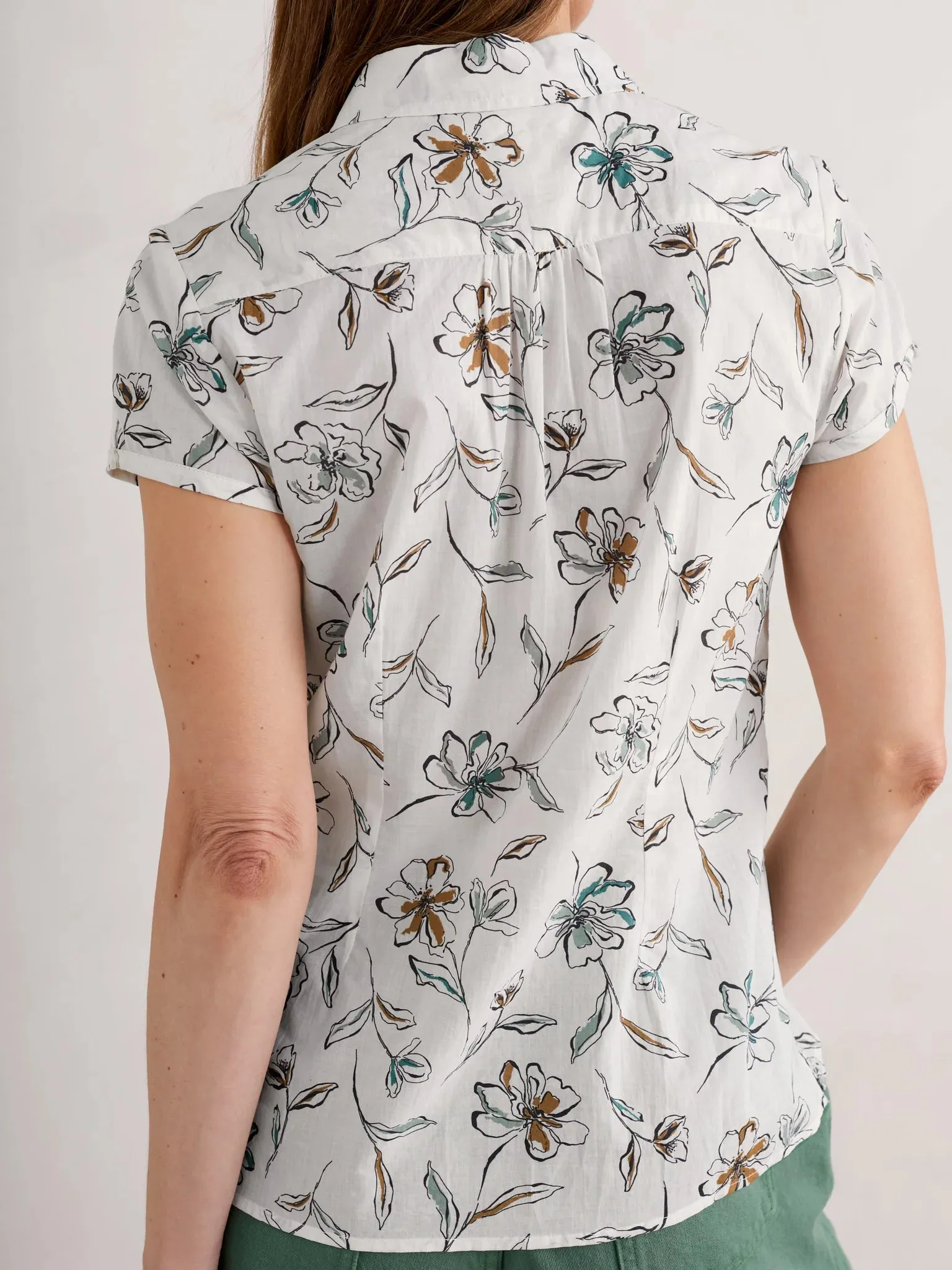 Seasalt of Cornwall Rushmaker Shirt - Linework Floral Chalk