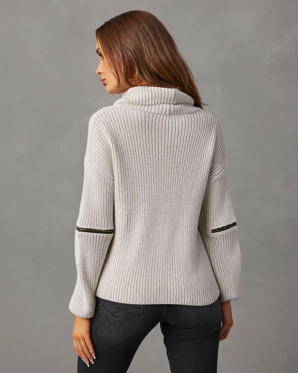 Shoreditch Cotton Blend Zip Sleeve Knit Sweater