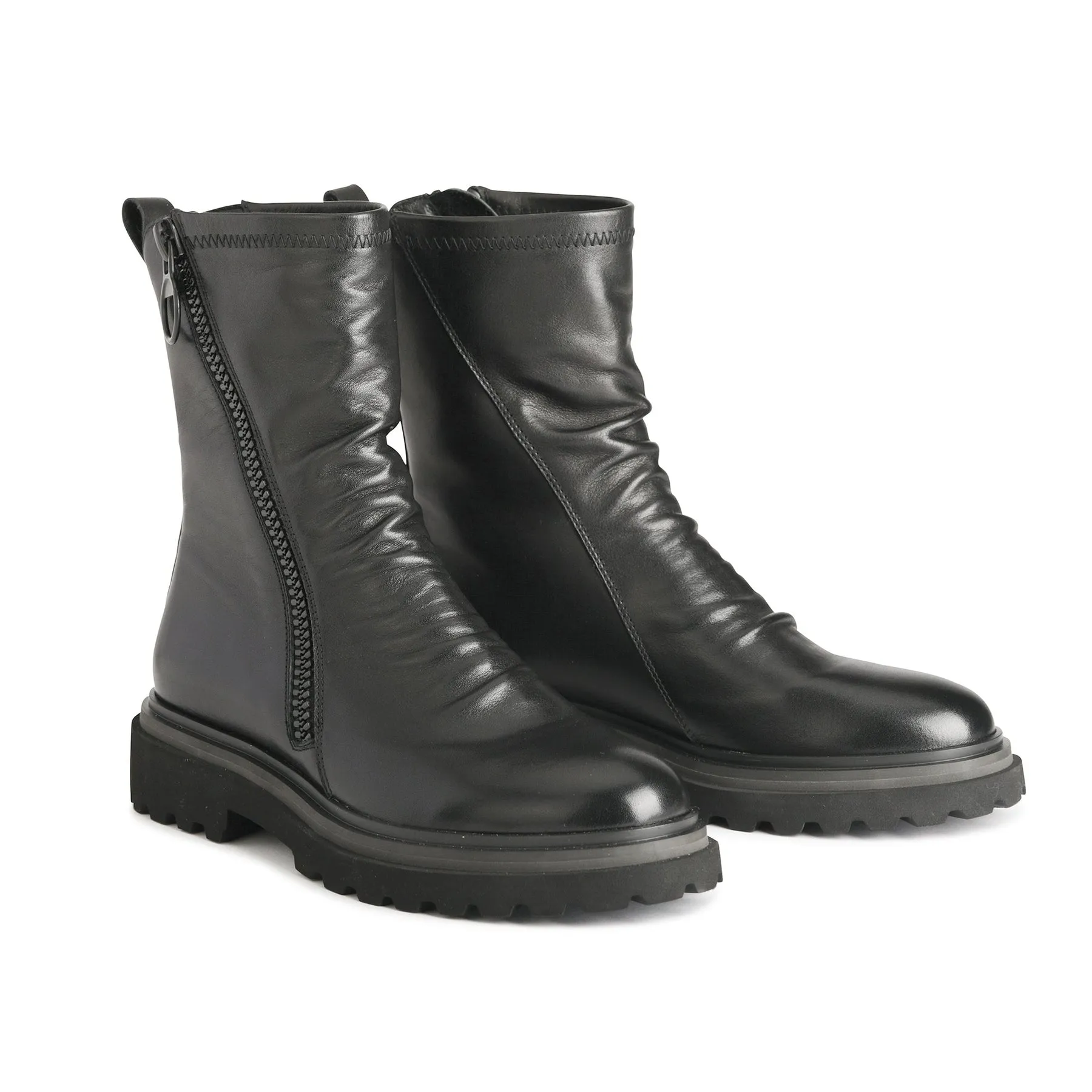 SKARLET LEATHER ZIPPER BOOTS