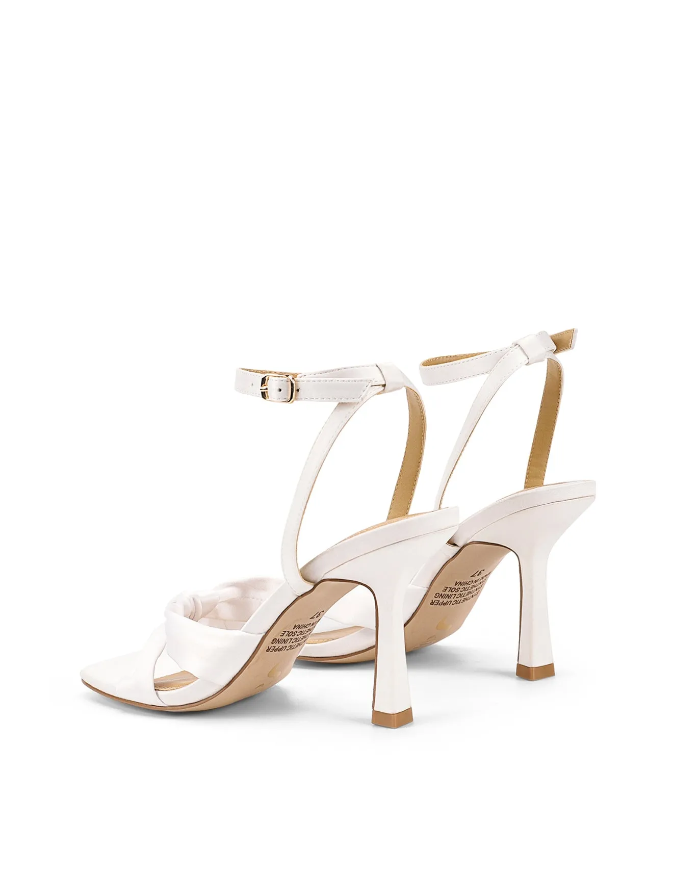 Spring Knot Sandals - Ivory White Satin