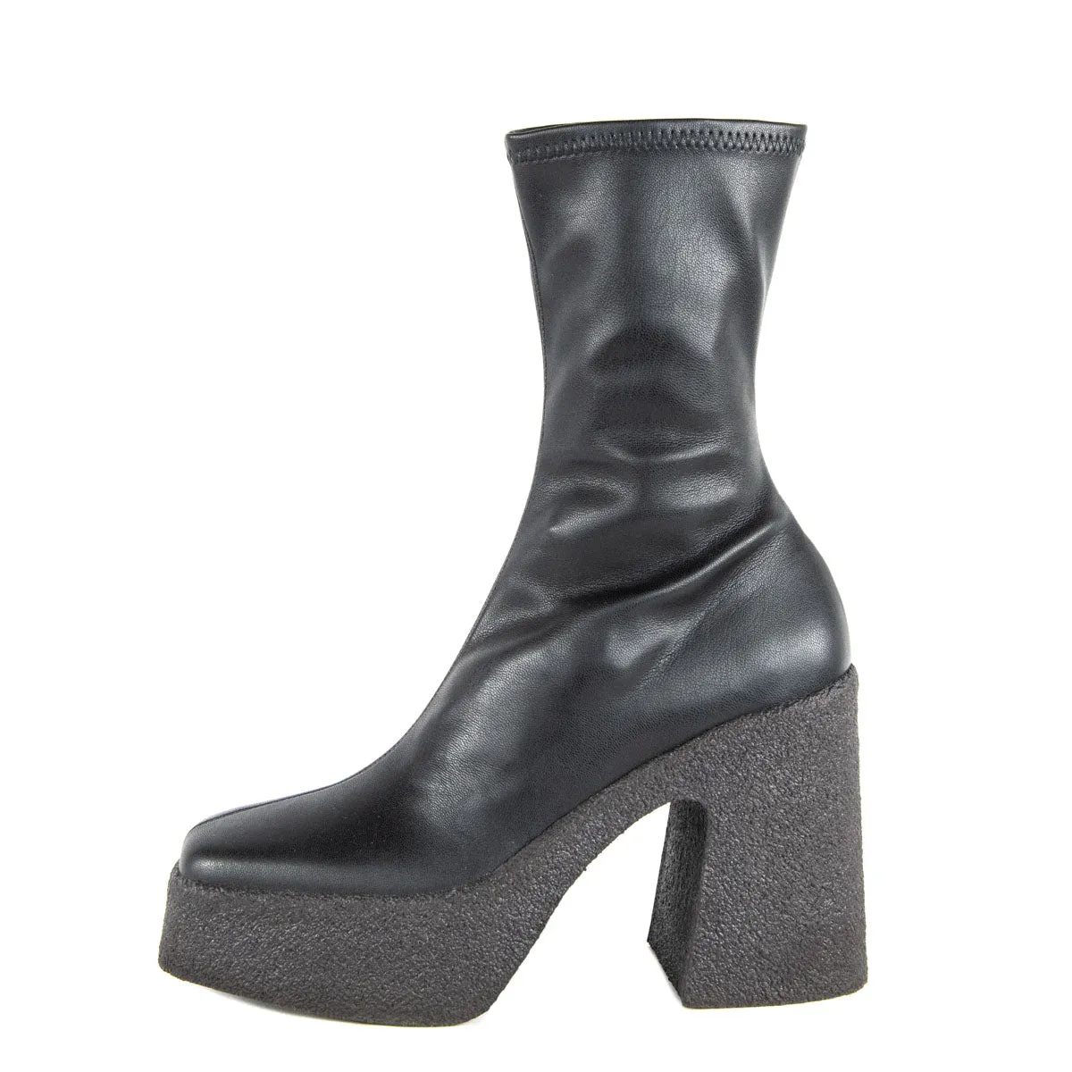 Stella McCartney Black Vegetarian Leather Skyla Platform Sock Boots Size US 8 | EU 38