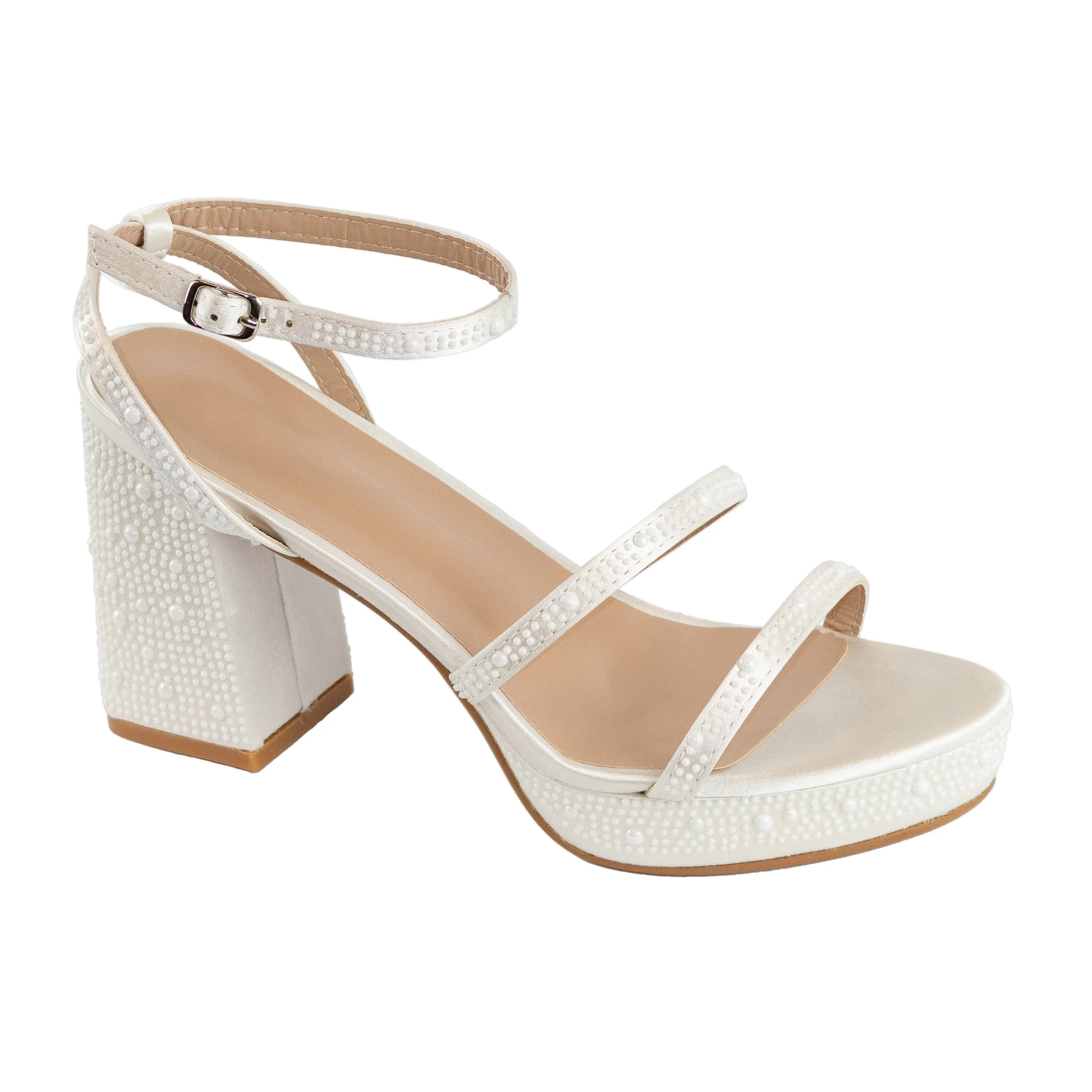 Swank - Wide Fit Embellished Platform Chunky Heels, Rhinestone Detailing All Over, Glamorous Party Footwear, Bold & Comfortable Statement Heels