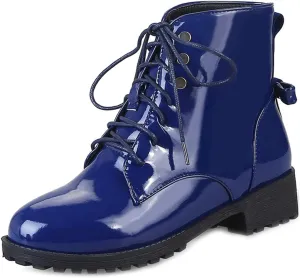 VOKLIN Women's Fashion Lace Up Dressy Ankle Boots Waterproof Rain Platform Low Heel Booties Combat Short Boot