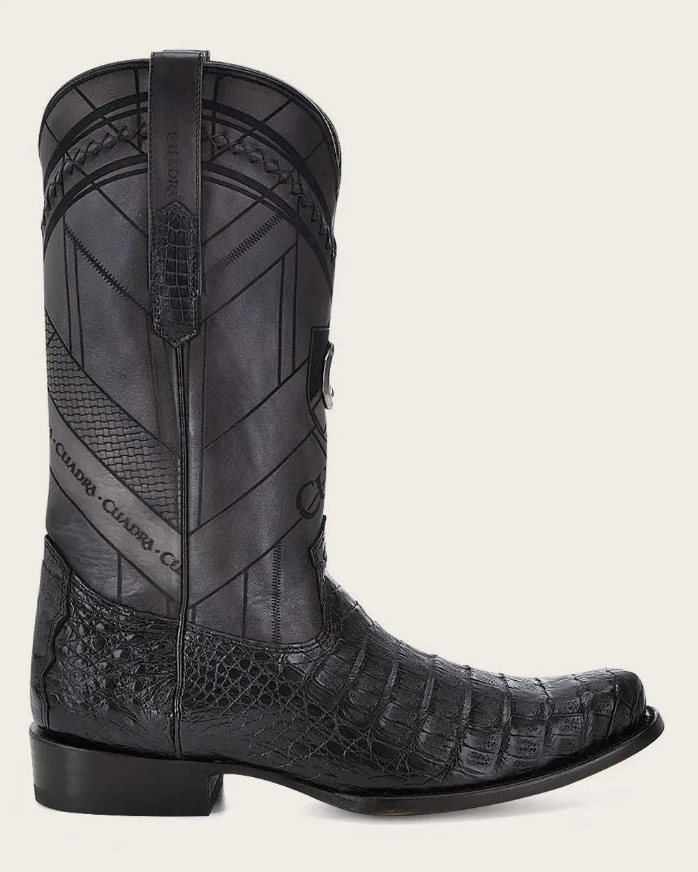 Western engraved black boot