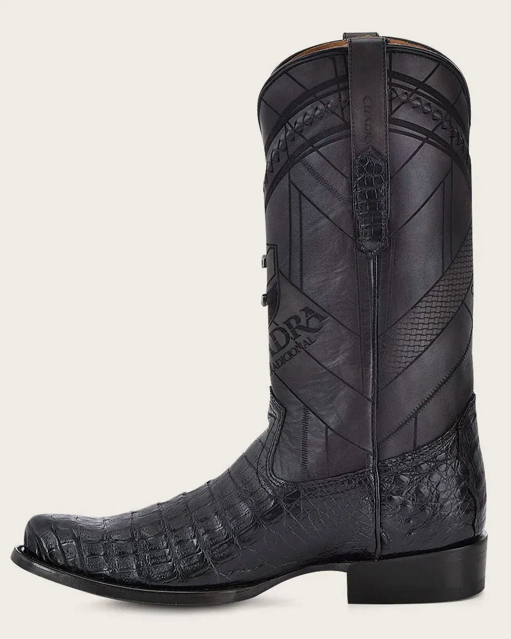 Western engraved black boot