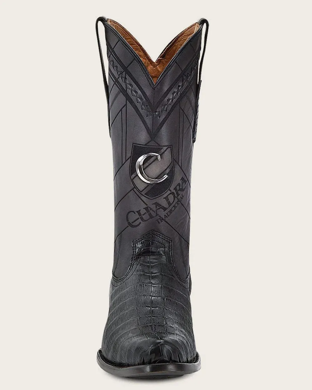 Western engraved black boot