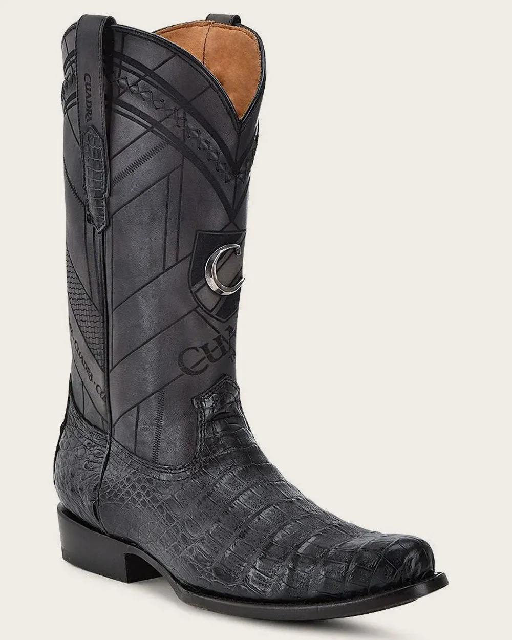 Western engraved black boot