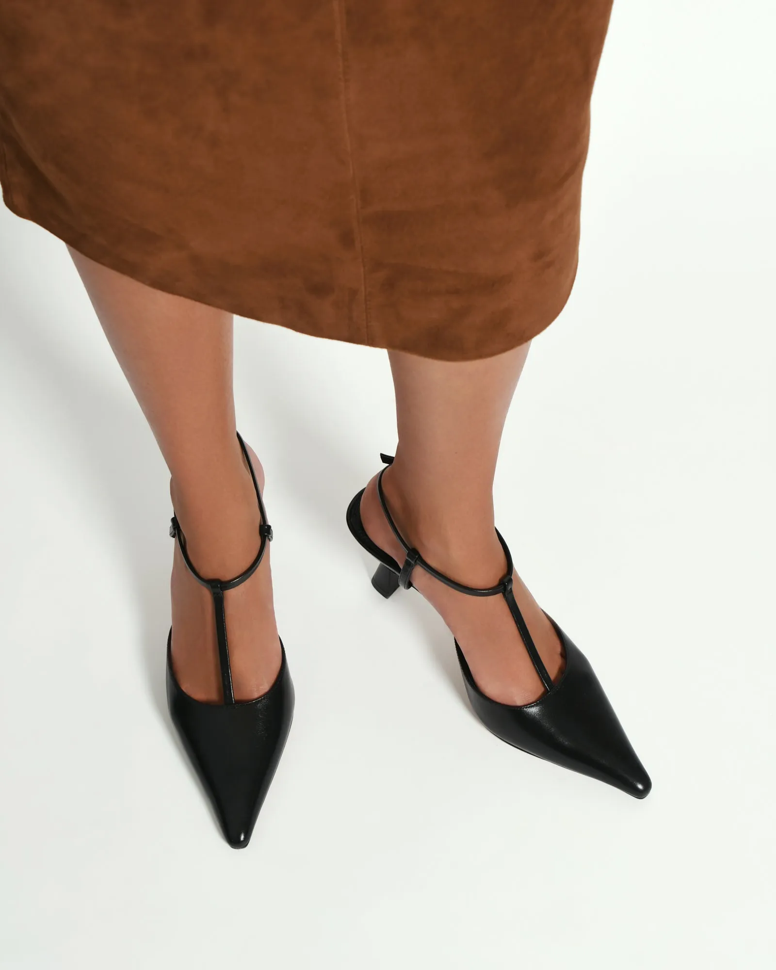 YULA MID HEELS BLACK LEATHER