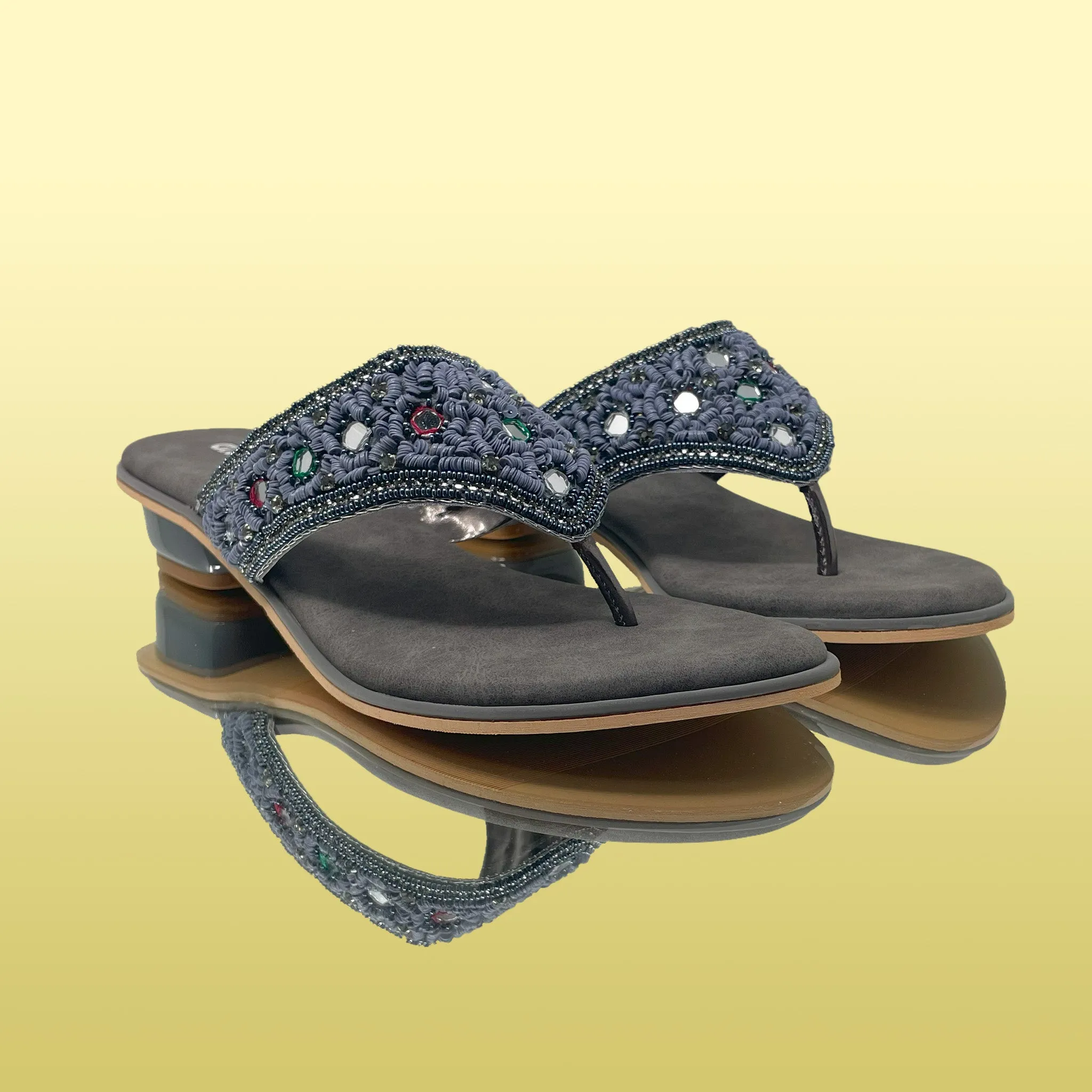 ZariGlow Embellished Grey heels